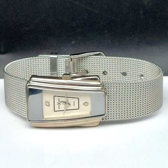 Generation X Rectangular Silver Tone Mesh Watch With Stainless Steel Back & Base - Picture 4 of 6